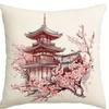 Home Decor Japanese Pagodas With Cherry Blossoms And Sun Pattern Cushion Cover Suitable For Sofa Bedroom Car Pillow Cover
