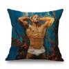Handsome Sexy Muscle Hormone Body Man Hottest Guy Colored Oil Painting Decorative Sofa Throw Pillow Case Linen Cushion Cover