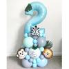 40 Inch Digital Zebra Forest Animal Balloon Set Digital Combination Column Balloon Children'S Birthday Arrangement