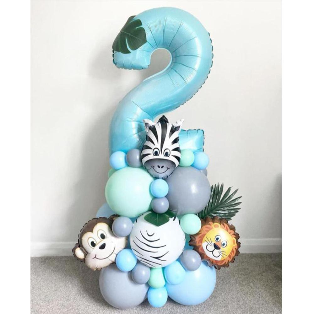 40 Inch Digital Zebra Forest Animal Balloon Set Digital Combination Column Balloon Children'S Birthday Arrangement