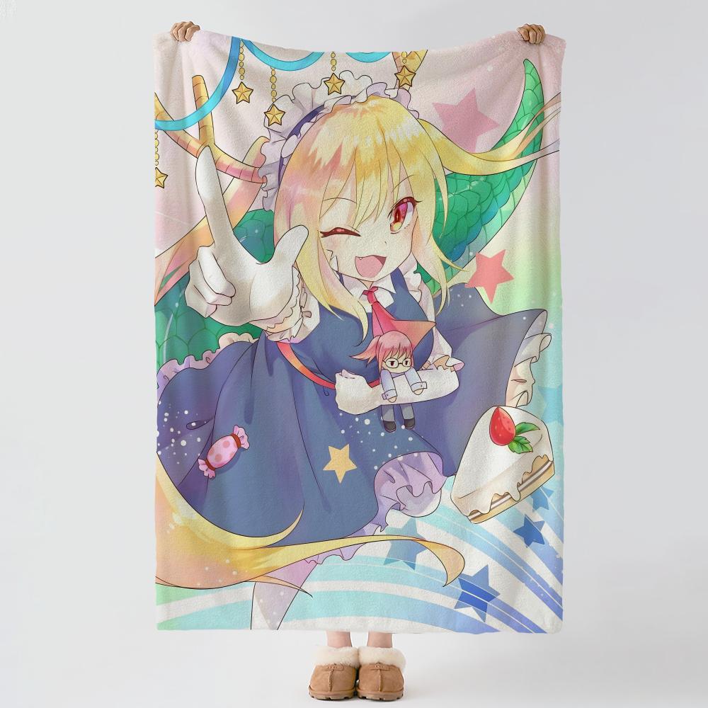 Miss Kobayashis Dragon Throw Soft Warm Flannel Blanket, Multi-use Throw for Bed Sofa Office, Air Conditioning Nap Blanket 75x90cm