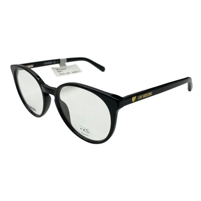 Used Love Moschino MOL565 807 140 52-18 Glasses Glasses Eyewear Square Frame Acetate Black Logo Love Moschino