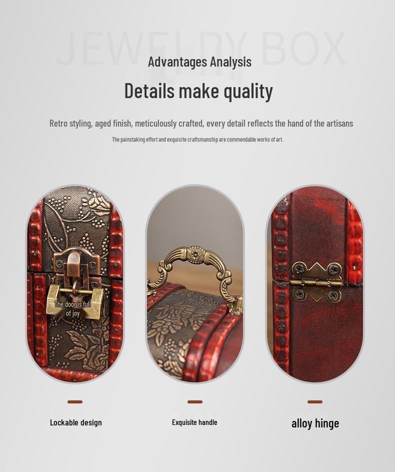 Classic Wooden Lockable Storage Box with Handle – Creative Gift Packaging for Jewelry and Accessories