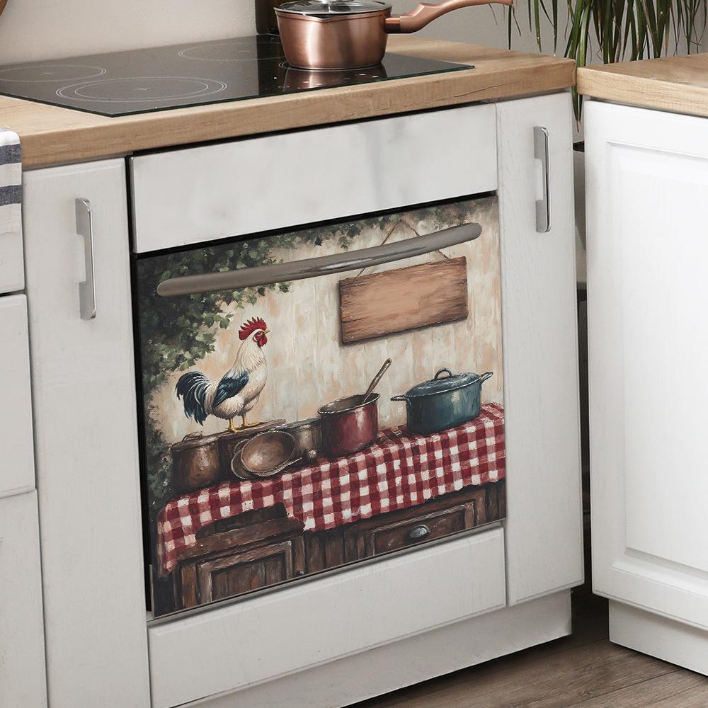 Rustic Rooster Kitchen Dining Cabinet Home Background Beautification Decorative Stickers