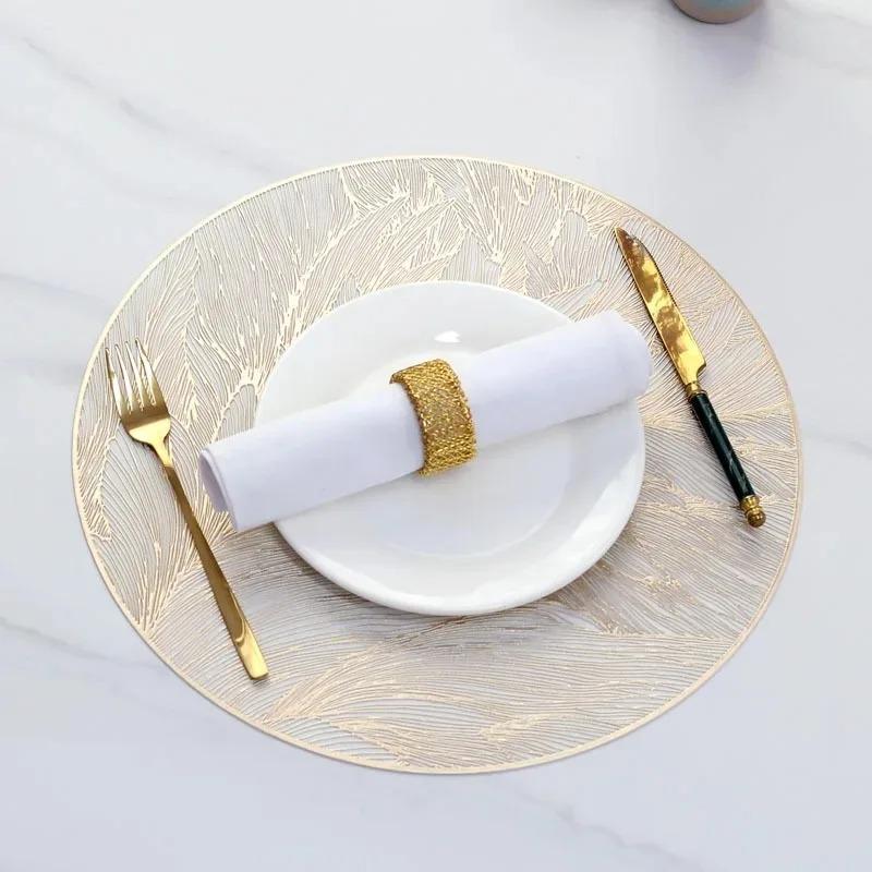 Placemats Set of 1/4Pc Light Luxury Placemat Table Mat Wide Application PVC Table Decor Round Protector Mat Heat Resistant Pad