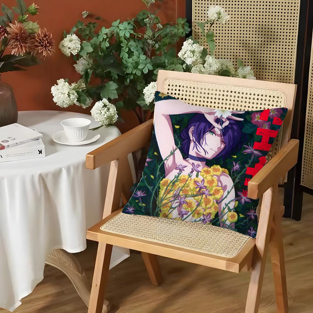 Anime CChainsaw Man Cushion Cover Silky Short Plush Invisible Zipper Dustproof Sofa Pillow Case for Home Decor
