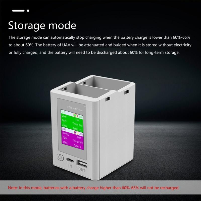 2 Slot Battery Charger Base with Storage Charge for Mini 3 Drones Accessories Charging  Adapter with Digital Display