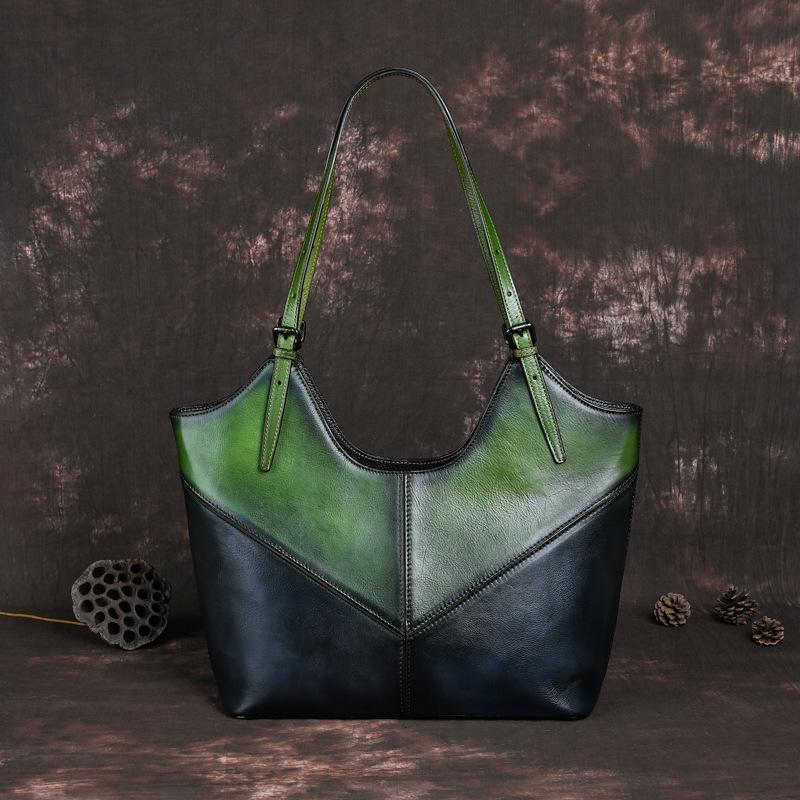 Johnature Large Capacity Casual Tote Genuine Leather Women Bag Versatile Vintage Natural Cowhide Shoulder Bags