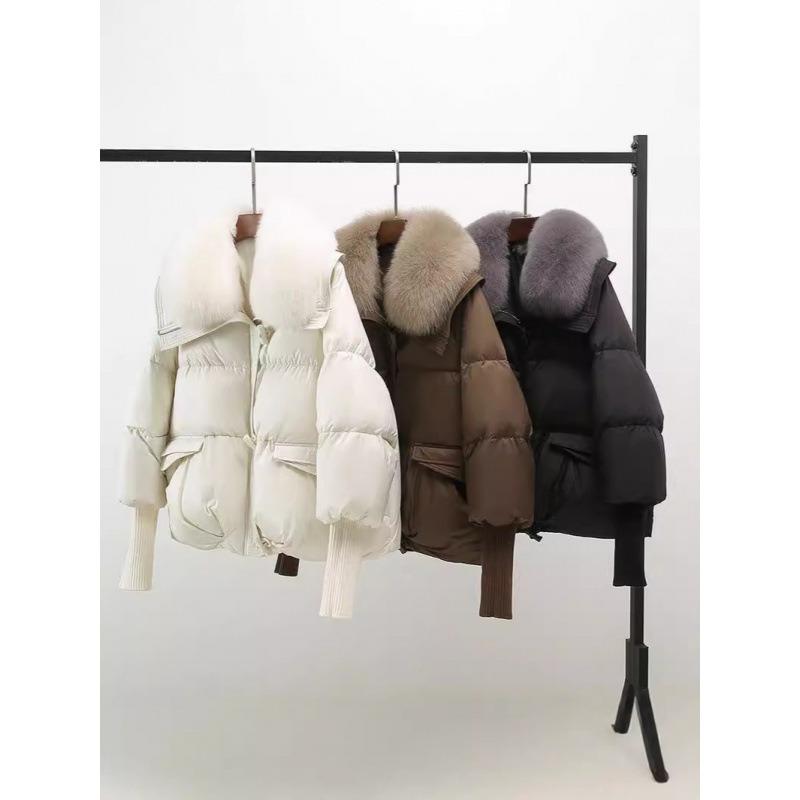 Winter new down cotton-padded clothes women's short loose cotton-padded clothes women's large fur collar thickened cotton-padded jacket