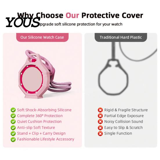 Waterproof Watch Case Soft Silicone Protective Case, Lightweight Octagonal Bumper with Stylish Accessory Strap Loop, Scratch-Proof