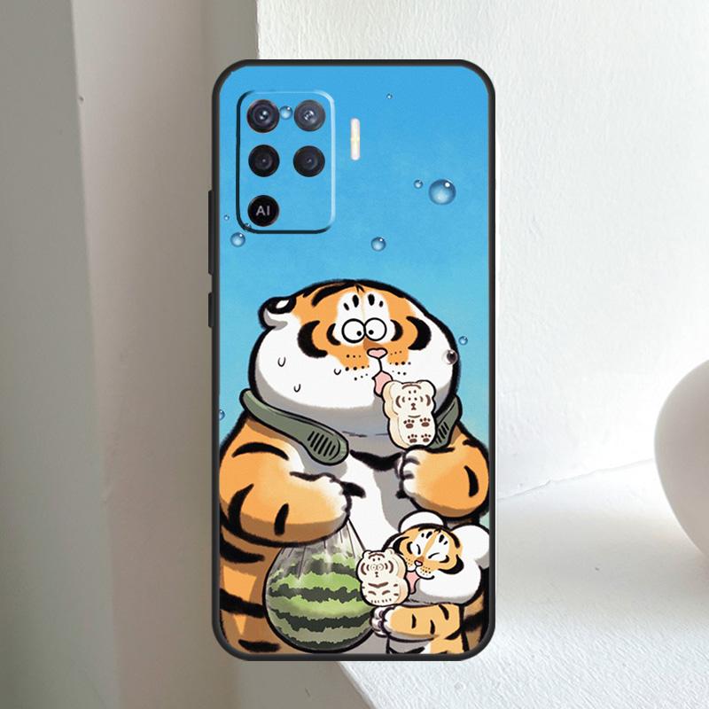 Cartoon Fat Tiger For OPPO A6 A5 Pro A15 A17 A77 A16 A76 A96 A18 A38 A58 A78 A98 A54 A74 A94 A40 A60 A80 Case