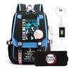 Two-dimensional Peripheral Day Man Ghost Extinguishing Backpack Pencil Bag Large Capacity Student Leisure Schoolbag with USB Port