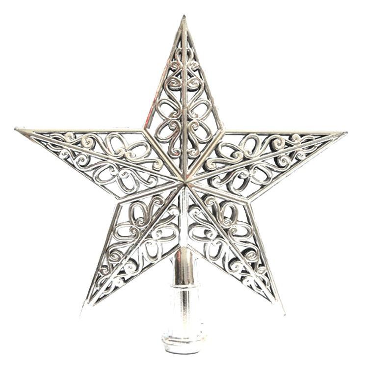 Multicolor 3D Hollowed-Out Star Christmas Tree Topper - Plastic Ornament