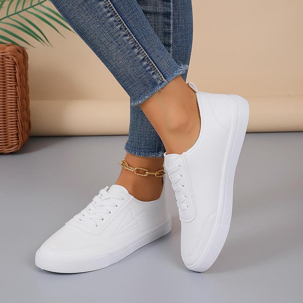 2024 Frühling Damen Übergröße Römischer Stil Weiß Schnürung Rutschfest Mode Sneaker