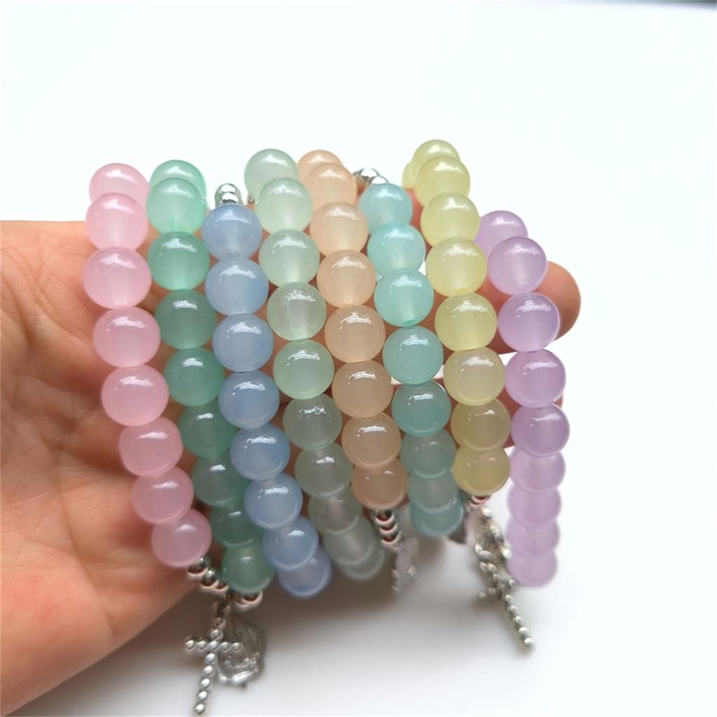 Colorful Glass Cross Bracelets Beaded Stretch Bracelets for Woman Jewelry Wristband Handchain for Baptisms Gift