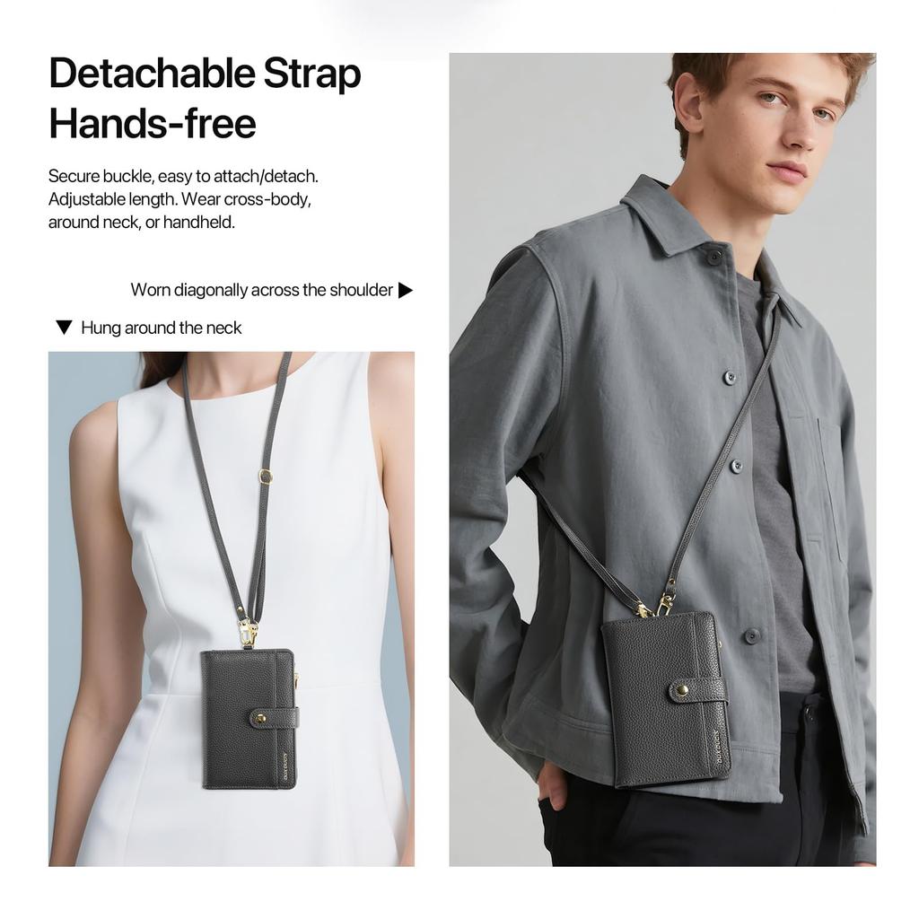 OWLGuardian Passport Large Bifold Slim RFID AirTag Passport Storage Zippered Coin and Detachable Adjustable Neck Perfect for International Business