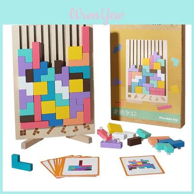 Tetris Holzpuzzle für Kinder Pädagogisches Gehirnjogging Bausteine Geschenk für Kinder