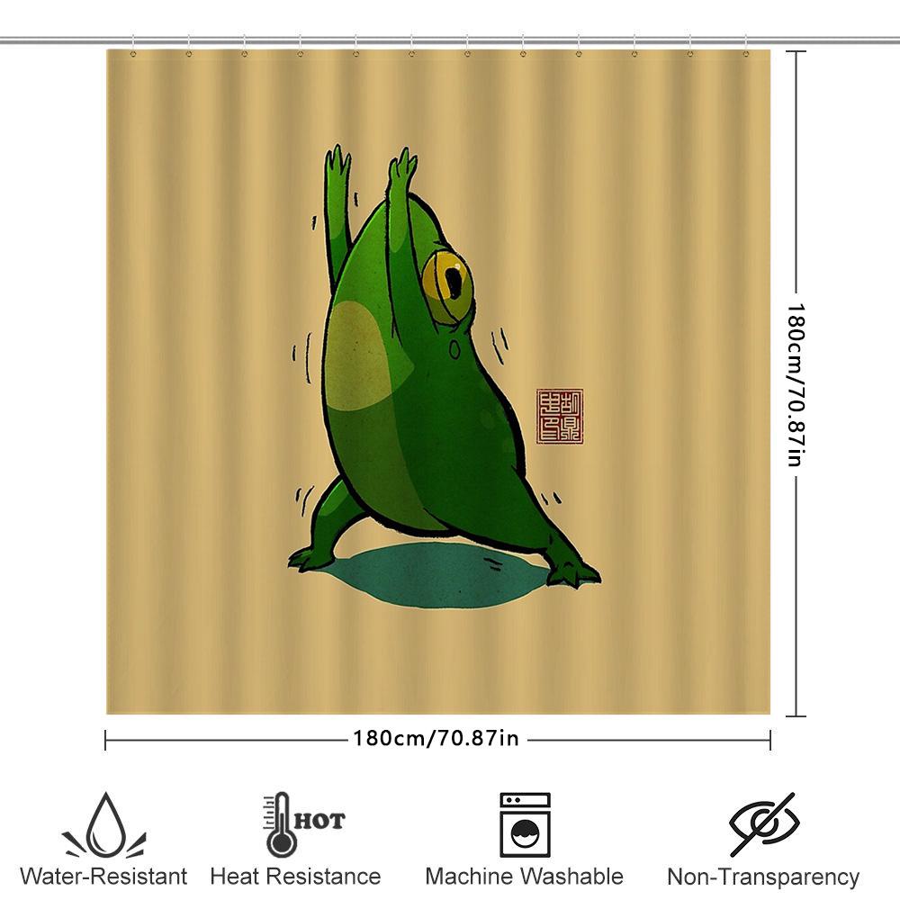 Cute Frog Shower Curtain Forest Animal Bathroom Decor Nature Themed Waterproof Fabric Shower Liner For Kids Room