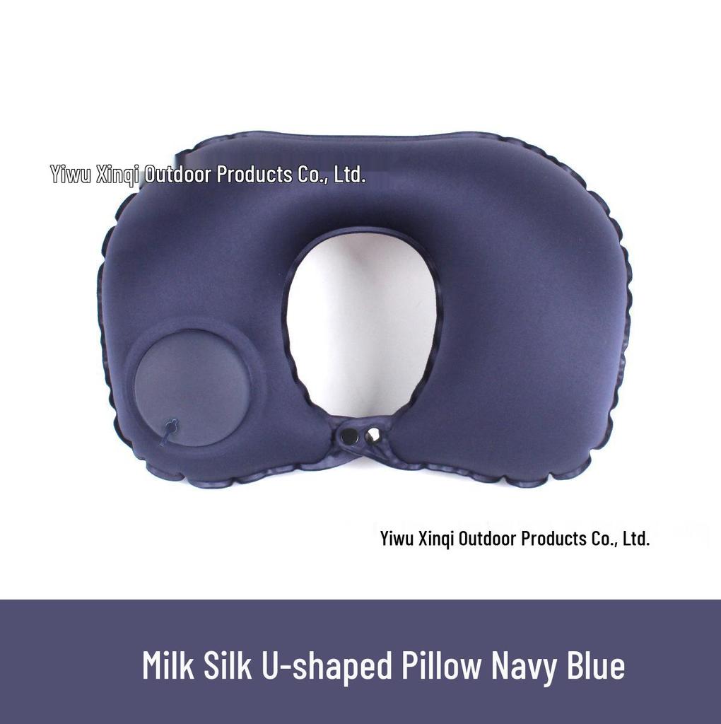 Inflatable U-Shaped Velvet Neck Pillow - Travel Essential, Foldable & Portable