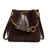 Large Capacity Retro Bag Women's Chain Shoulder Bag Fashionable and Simple Portable Bucket Bag Portable Bucket Type