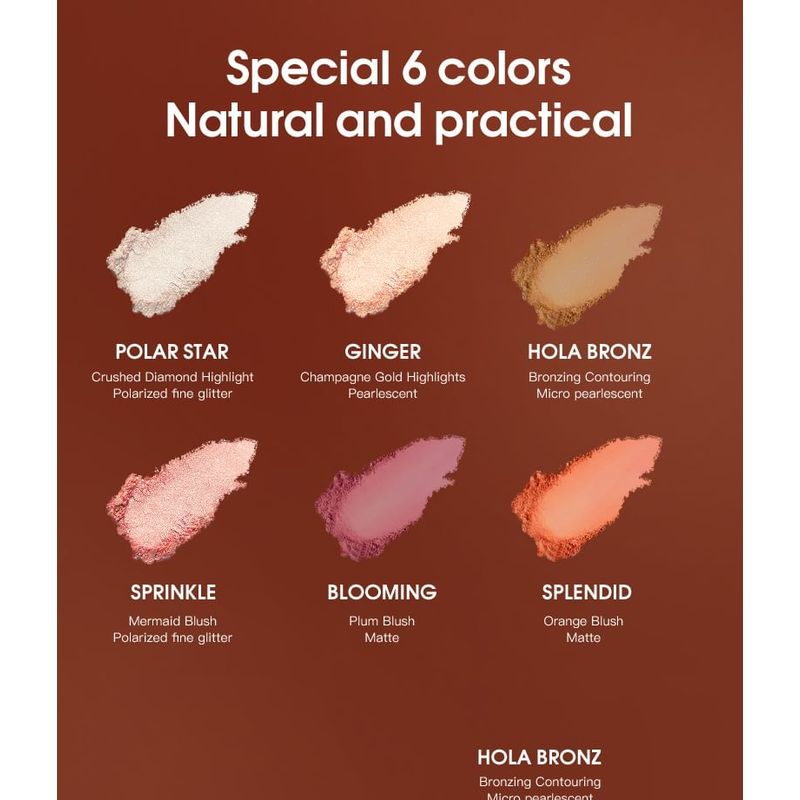IMAGIC - Paleta Abrangente de Iluminador, Blush e Contorno