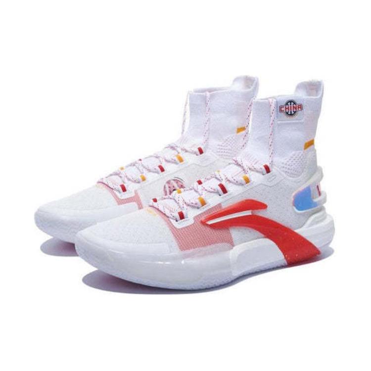 Li Ning Speed 9 Ultra Dämpfung Rutschfest Abriebfest High-Top Basketballschuhe Herren Weiß ABAT013-2