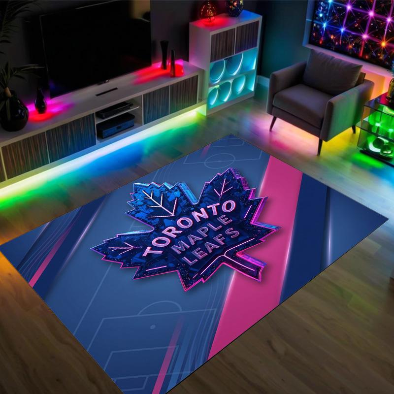 Toronto Maple Leafs Design Crystal Velvet Carpet Cozy Non?Slip Printed Rug For Bedroom Living Room Entrance