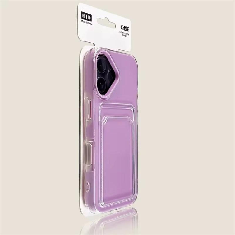 Candy Transparent Soft Silicone+PC Card Slot Case For iPhone 17 Air 16E 15 14 13 12 11 Pro Max Luxury Jelly Wallet Bumper Cover