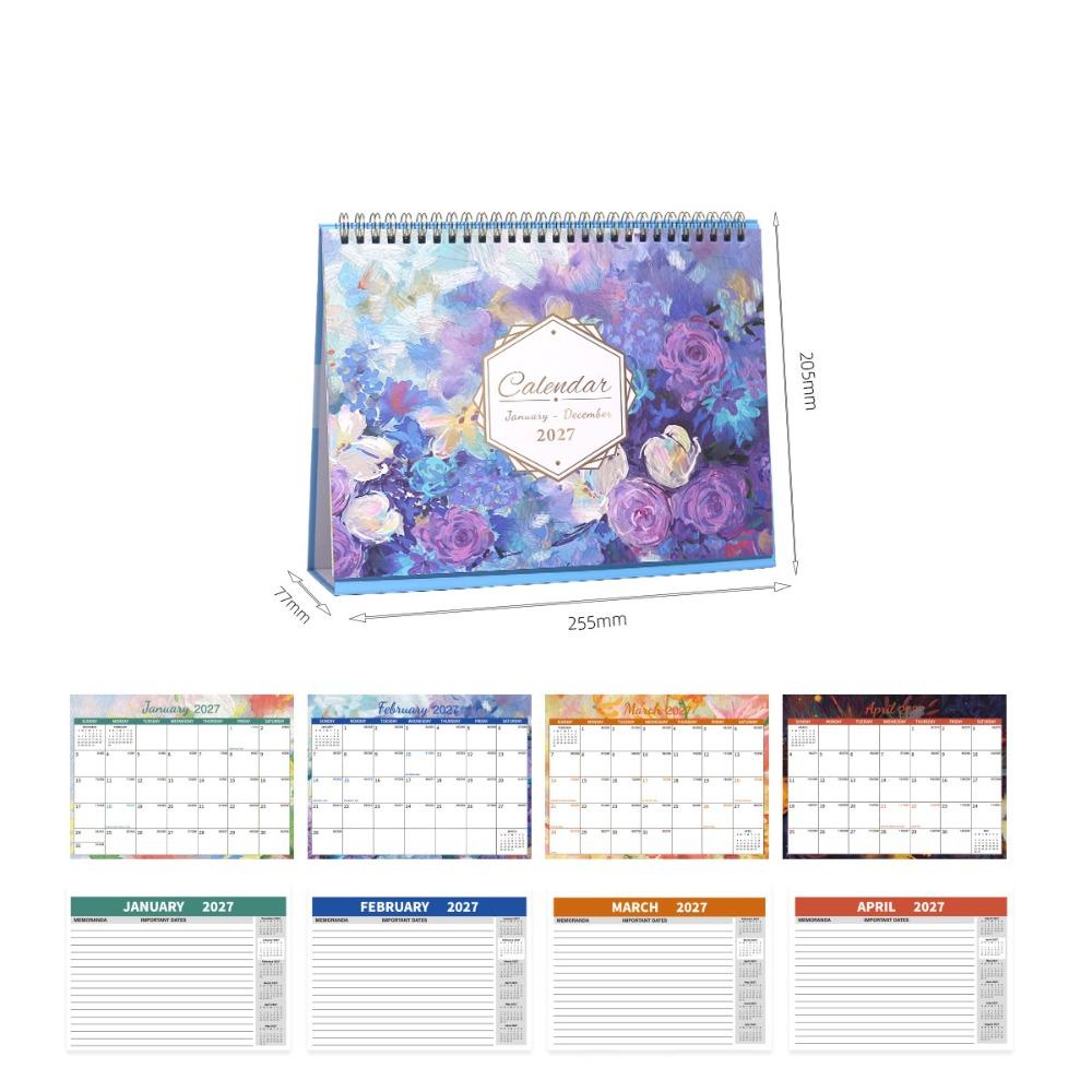 Jan. 2027 - Dec. 2027 Double-coil Calendar Foldable English Calendar  Home