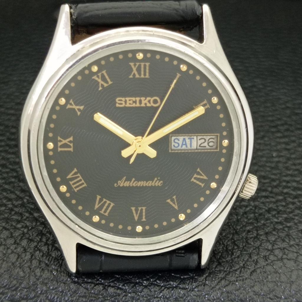 VINTAGE SEIKO AUTOMATIC 7019A JAPAN HERREN SCHWARZES ZIFFERBLATT UHR a500084-2 R151a-a500084