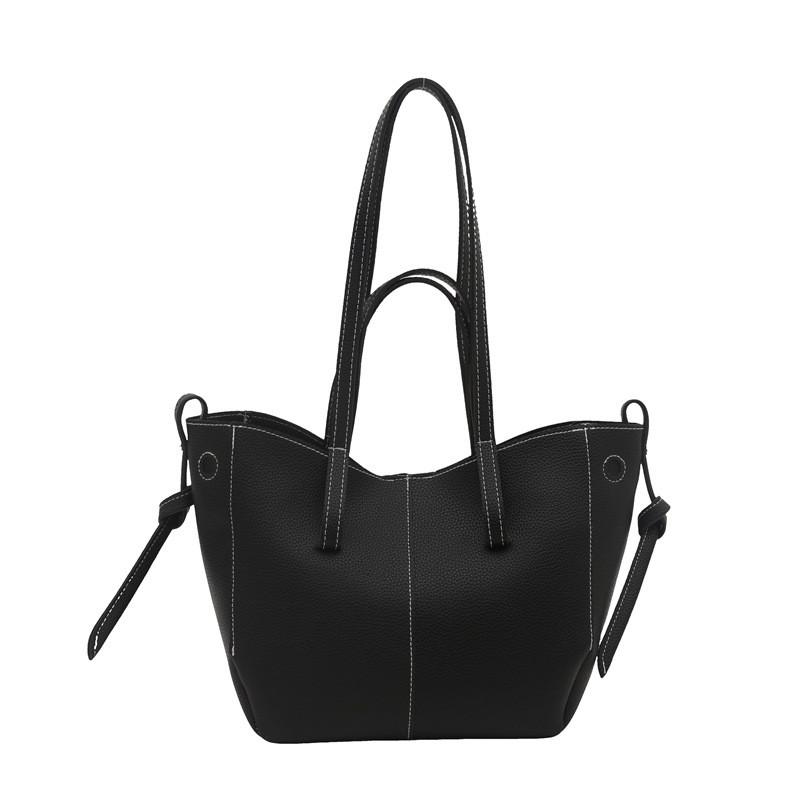 Stylish Large Capacity French Wing Bag With Litchi Texture For Everyday Use
