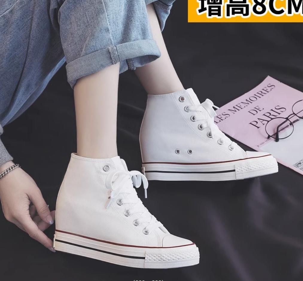 Height Increased 8CM Canvas Shoes Women 2026 Autumn Retro Trendy Sneakers Casual Women High Top Outdoor Skateboard Trainers
