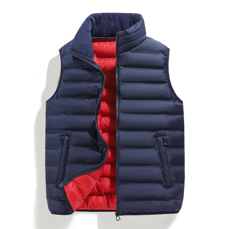 Men's Cotton Vest Can Store Light and Thin Stand-up Collar Jacket, Two-color Loose Vest Inside and Out