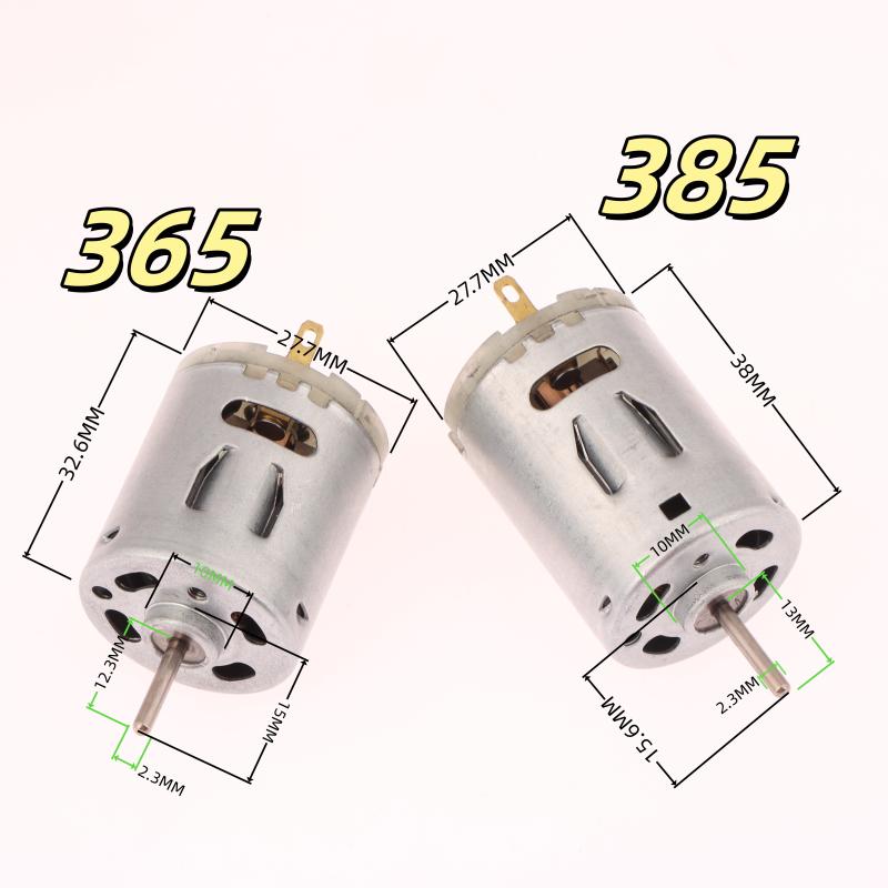 1 Stück Gleichstrommotor 12V 365 385 Hochgeschwindigkeit Kohlebürsten Elektromotor DIY Spielzeug Ventilator Mini Mikromotor für Haartrockner