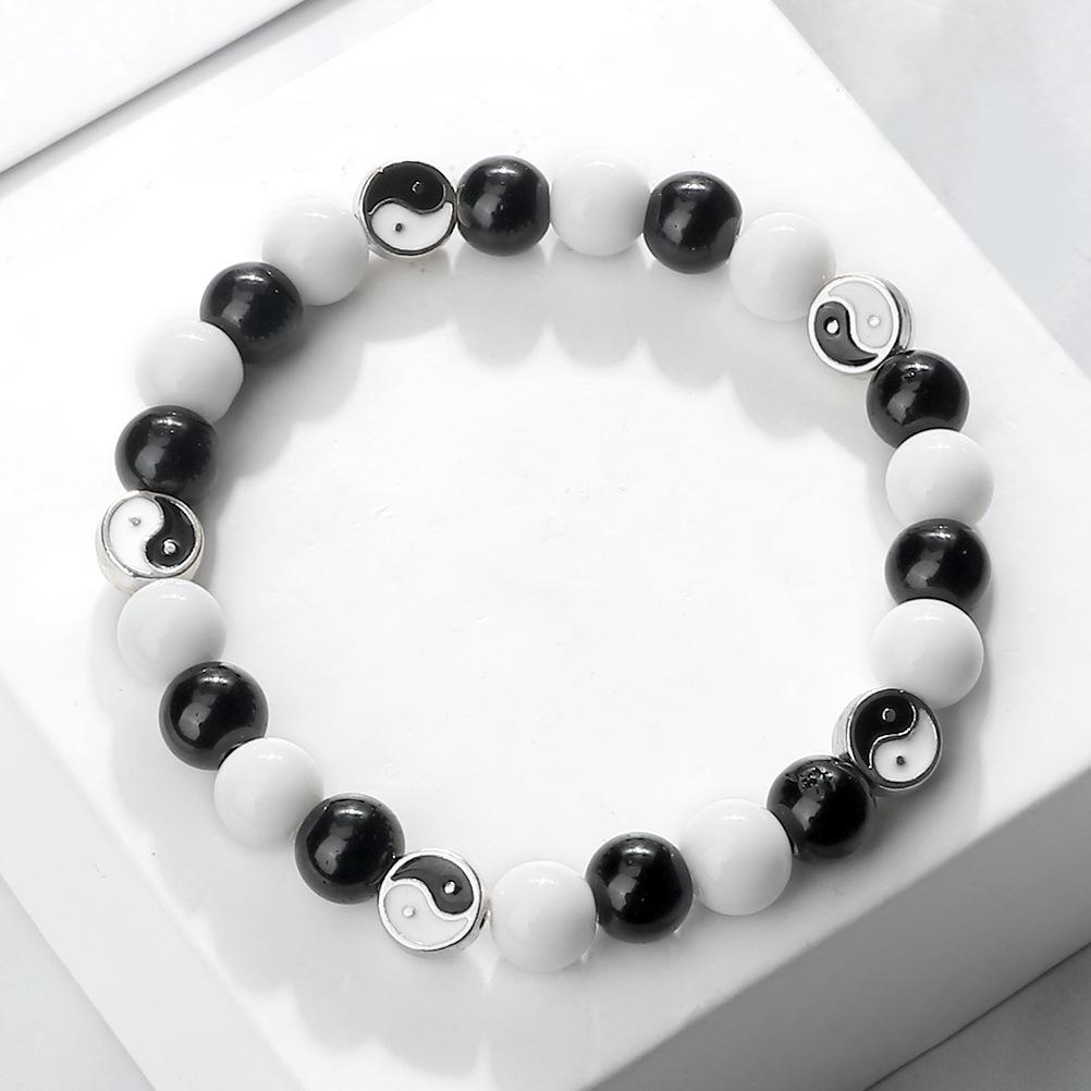 Yin-Yang Tai Chi Frosted Turquoise Beaded Bracelet