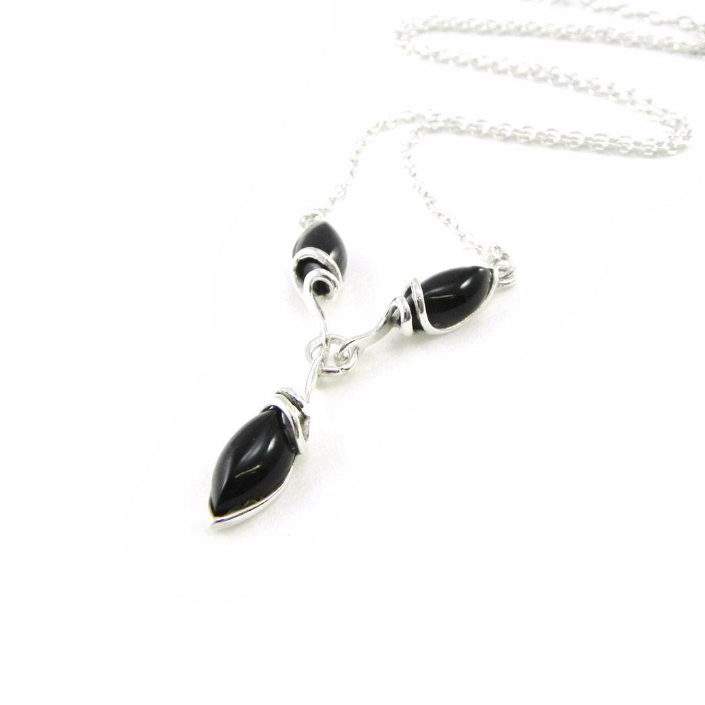 Les Trésors De Lily [I8930] - Collier Argent 'Déesse Noir de Jais' noir argenté (rhodié) - 45x25 mm