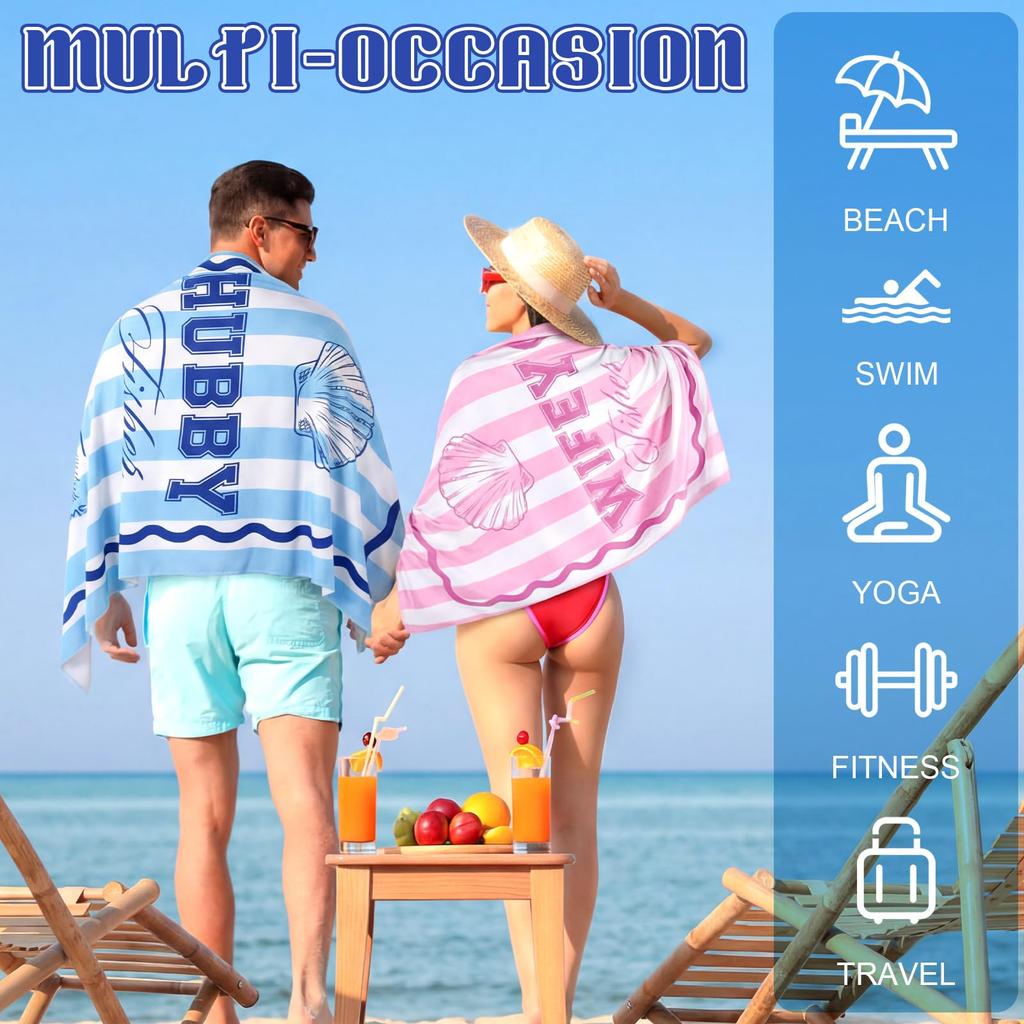 Asciugamano da Spiaggia Personalizzato a Strisce Nome/Logo Personalizzato Asciugamano Sovradimensionato in Microfibra Regalo per Feste Estive per Spiaggia Nuoto Bagno Sport