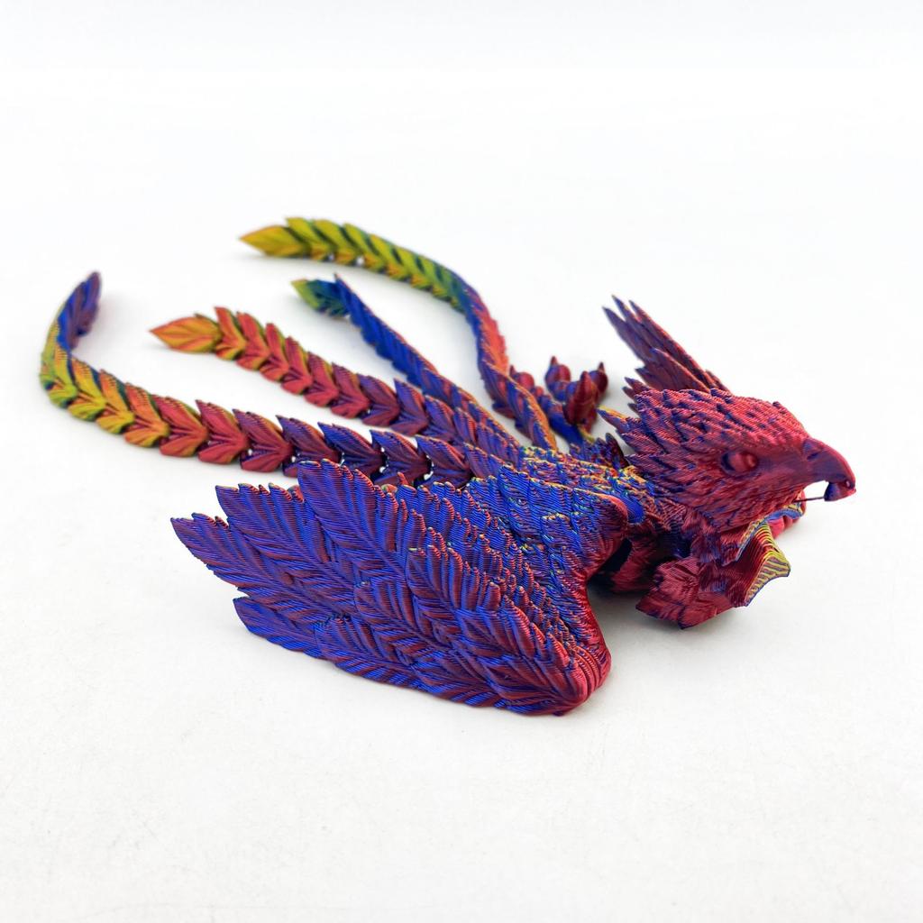 New 3D Printing Long-Tailed Phoenix Toy Simulation Animal Model Flexible Joints Movable Home Small Ornaments Children Toys