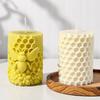 3D Honeycomb Pillar Candle Silicone Mold DIY Embossed Bee and Flower Honeycomb Cylinder Aromatherapy Candle Plaster Mold Decor