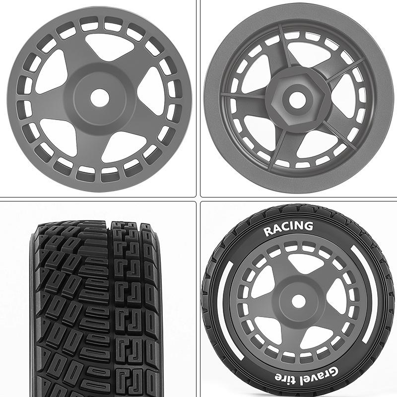 4PCS 60mm 1/14 High Grip On-Road Rally Tires Wheels For MJX 14301 14302 14303 14304 RC Car Upgrade Parts