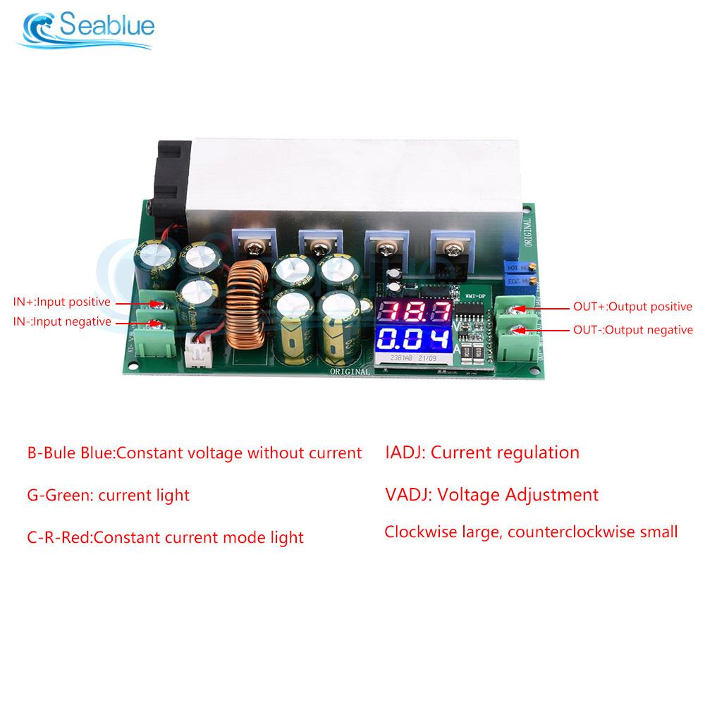 1PC DC12-80V 20A Adjustable Step-down Power Supply Module High Performance 600W Digital Display Buck Converter Constant Current