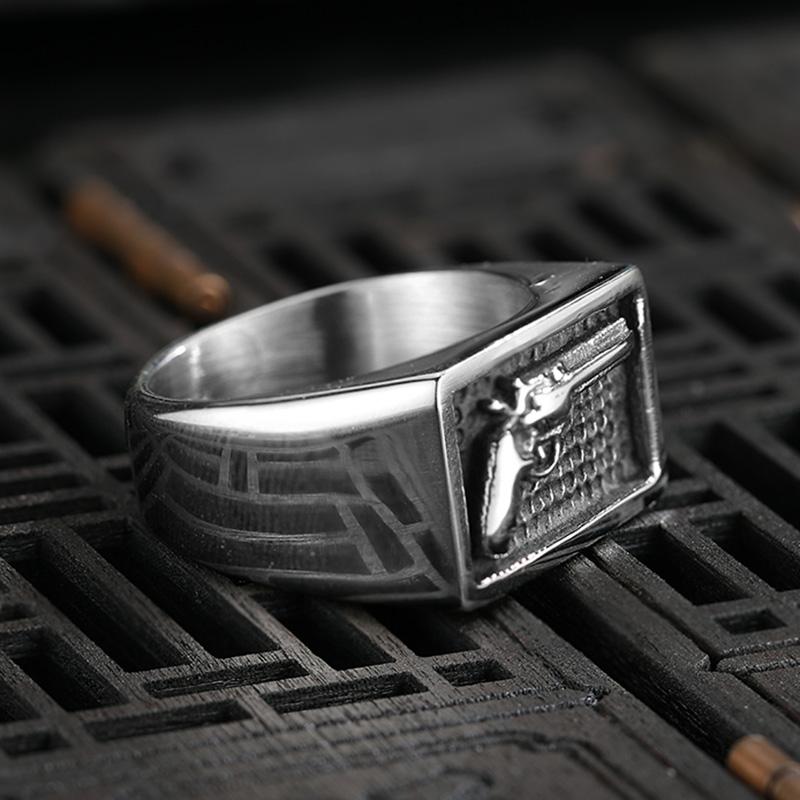 Mode Vintage Waffen Ring Schwer Zucker Edelstahl Cowboy Männer Ring Punk Gotischer Ring Herren Biker Schmuck