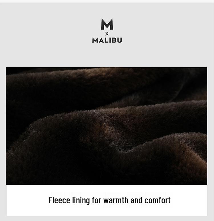 Men's Fur-Lined Leather Jacket with Plush Lining - Ideal Winter Wear for Middle-Aged and Elderly.