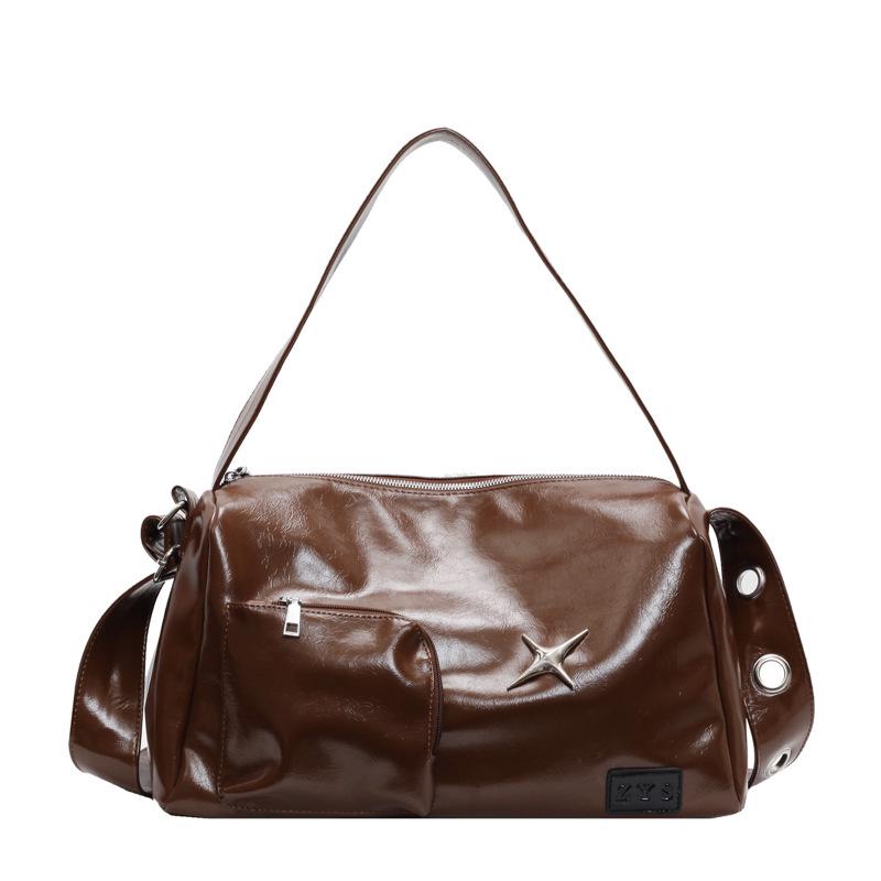 

2024 Autumn/Winter Brown Leather Tote: Versatile, Large-Capacity Bucket Bag for Women коричневый