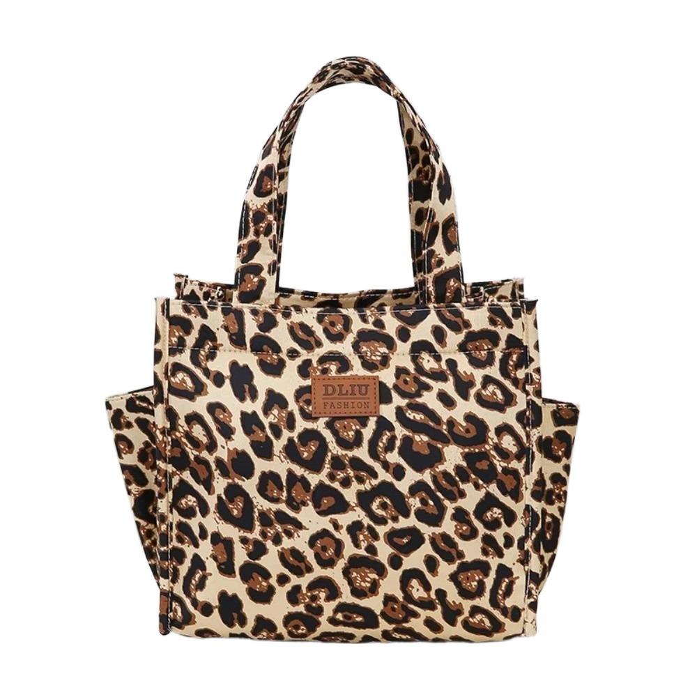 Neue Retro-Leopardenmuster-Lunchtasche mit Aufbewahrungstasche Große Kapazität Isolierte Tasche Handtasche Tragbare Tragetasche Damen