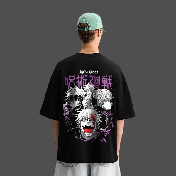 Jujutsu Kaisen Anime Satoru Gojo Oversized Cotton Tshirt Men and Women Breathable High Quality Y2K Short Sleeve Summer Tshirt