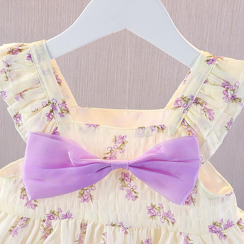 Girls Floral Halter Dress Summer Fashion Cake Dress Children's Princess Dress