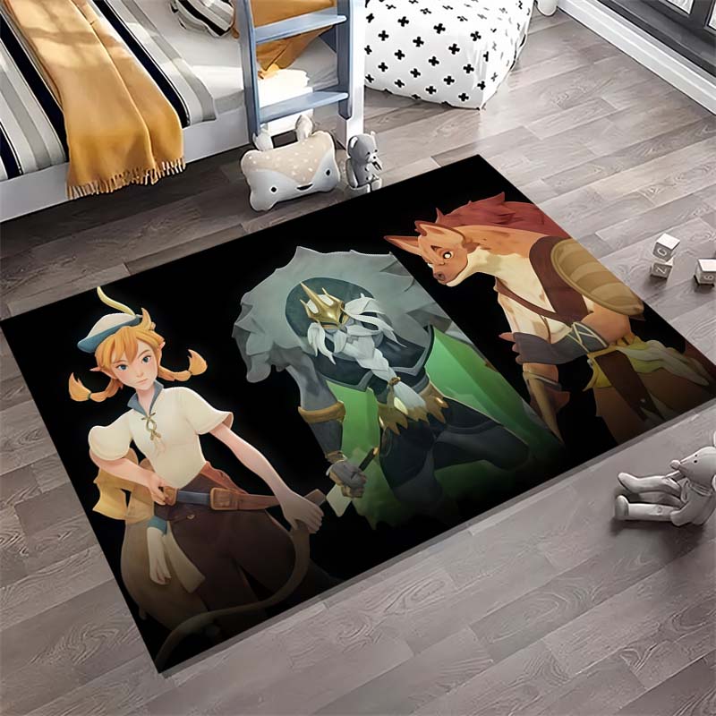 Anime Demon Girl Print Area Rug, Fantasy Game Character Non-Slip Floor Carpet for Bedroom