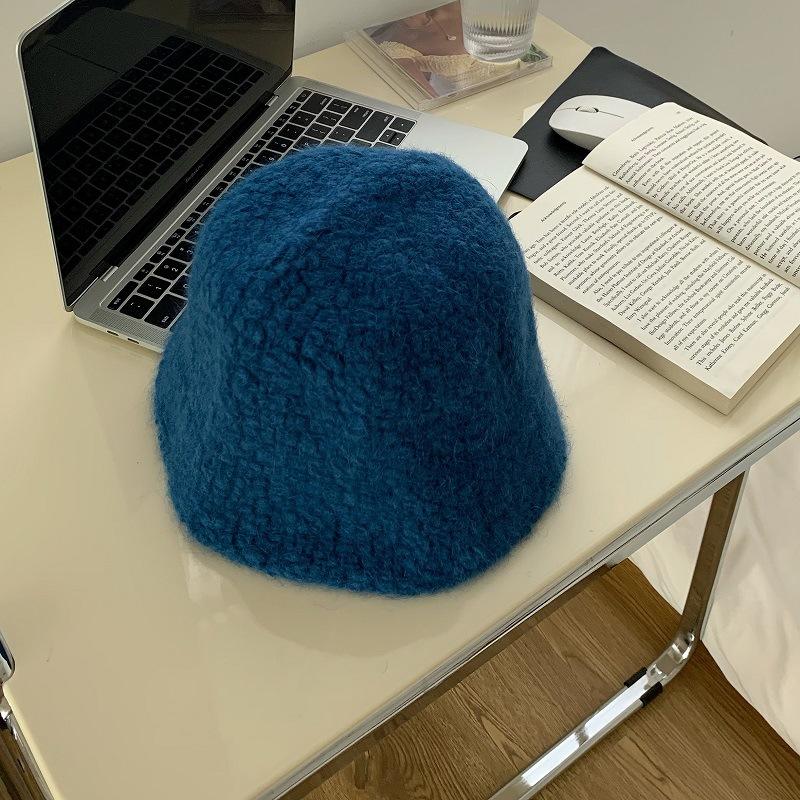 New autumn and winter face bucket hat women's versatile plush bucket hat trendy hat warm basin hat