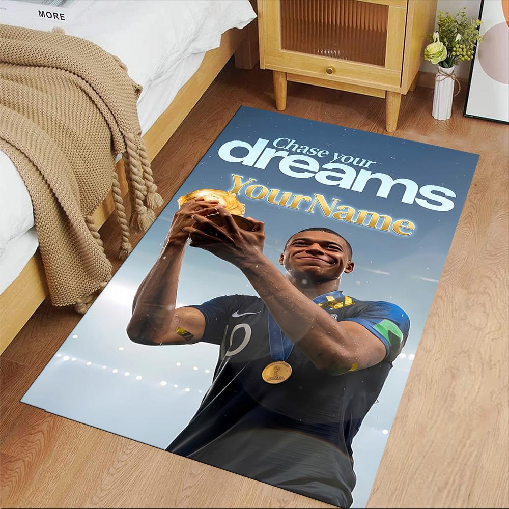 Mbappe Customize Your Name Floor Rug Office Rug Suitable for Foyer Balcony Outdoor Playrooms Antislip Carpet Anime Office Decor